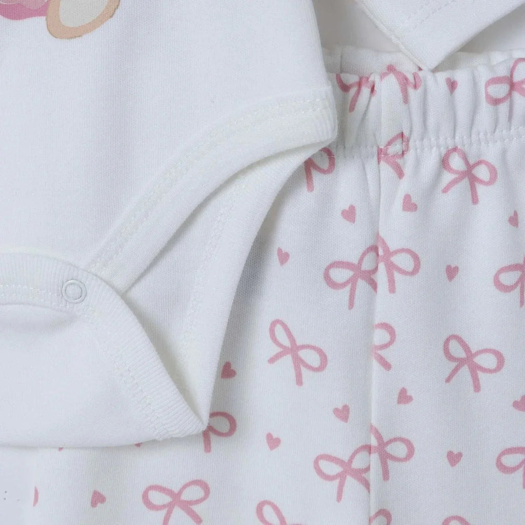 HelloBaby Bear Print Baby Bodysuit, Hat & Bottoms Set (Newborn to 6-9 Months)