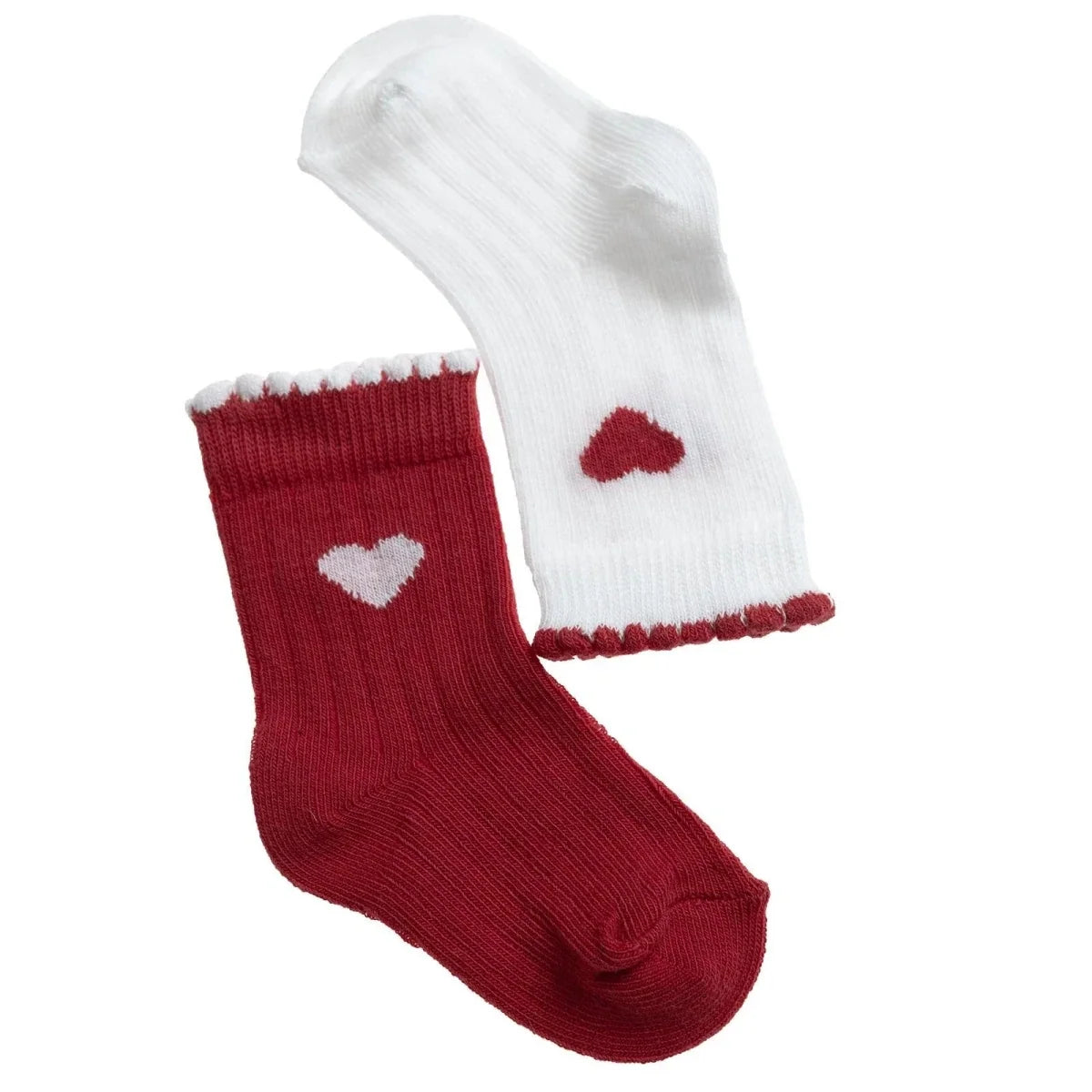 HelloBaby 3 Pack Heart Print Frill Ankle Baby Socks (Newborn to 2-3 Years) - Red