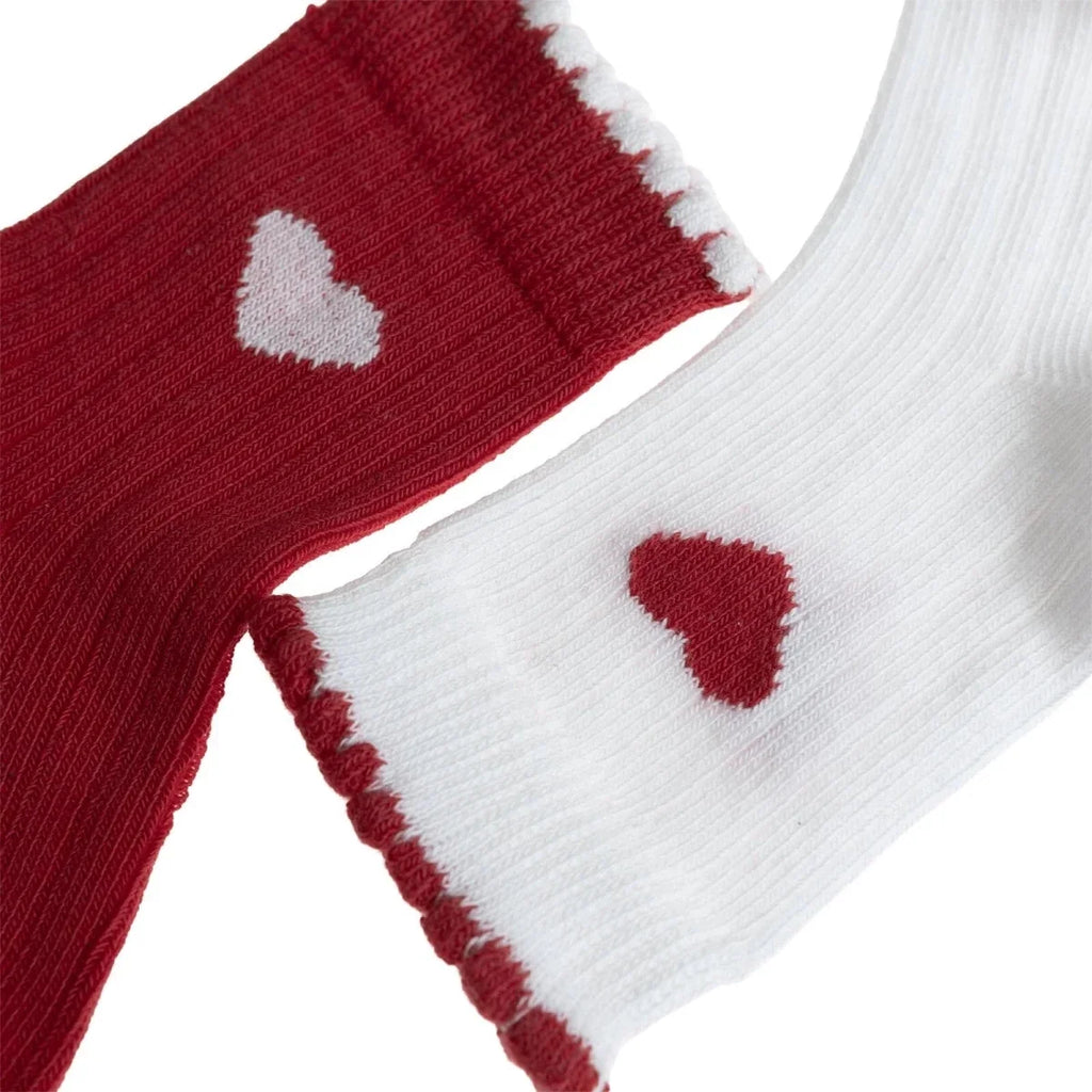 HelloBaby 3 Pack Heart Print Frill Ankle Baby Socks (Newborn to 2-3 Years) - Red