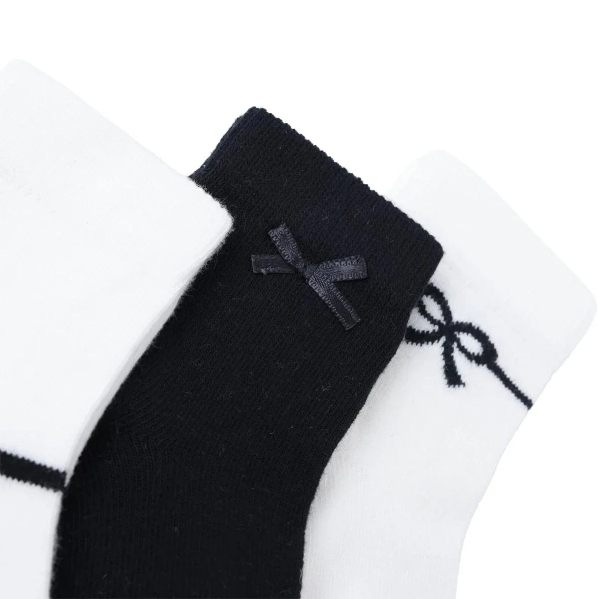 HelloBaby 3 Pack Bow Print Ankle Baby Socks (Newborn to 2-3 Years) - Black