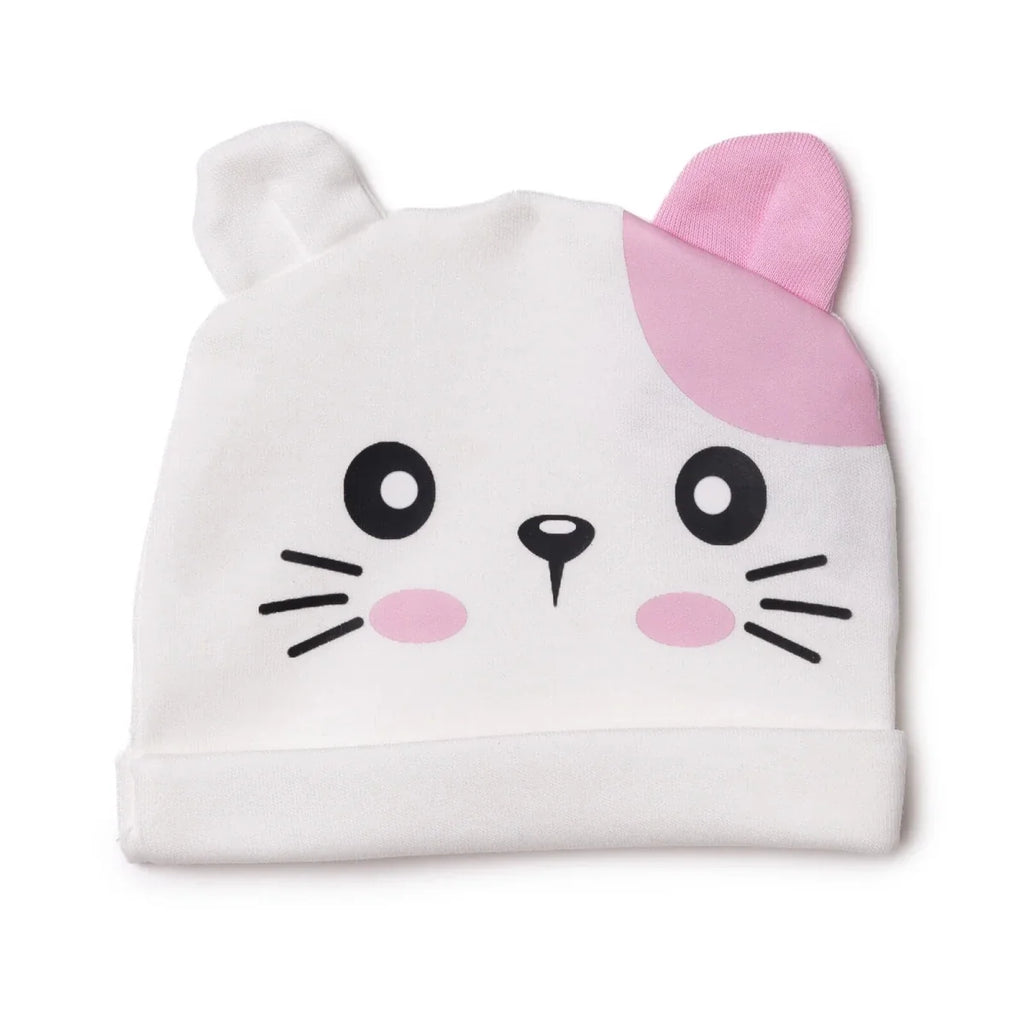 HelloBaby Cat Print Interlock Baby Hat (Newborn)