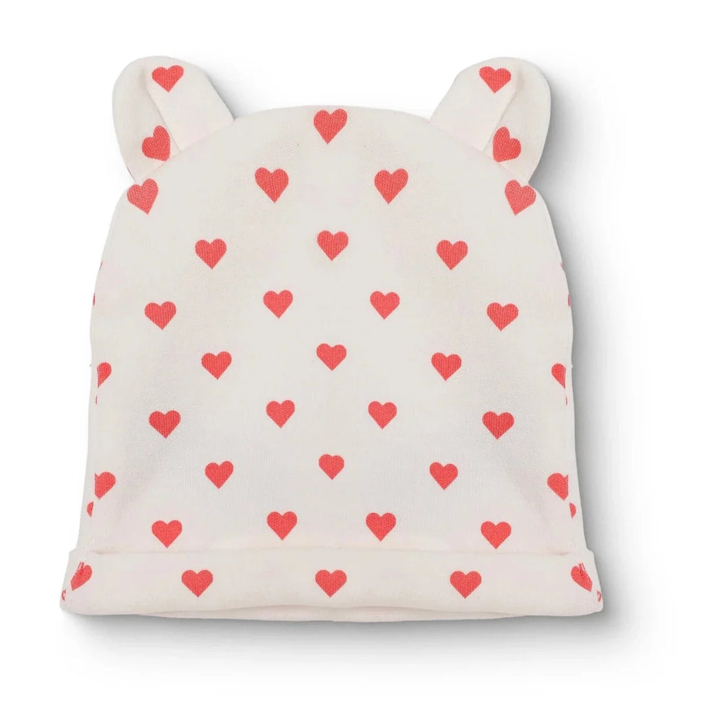 HelloBaby Heart Print Interlock Baby Hat (Newborn)