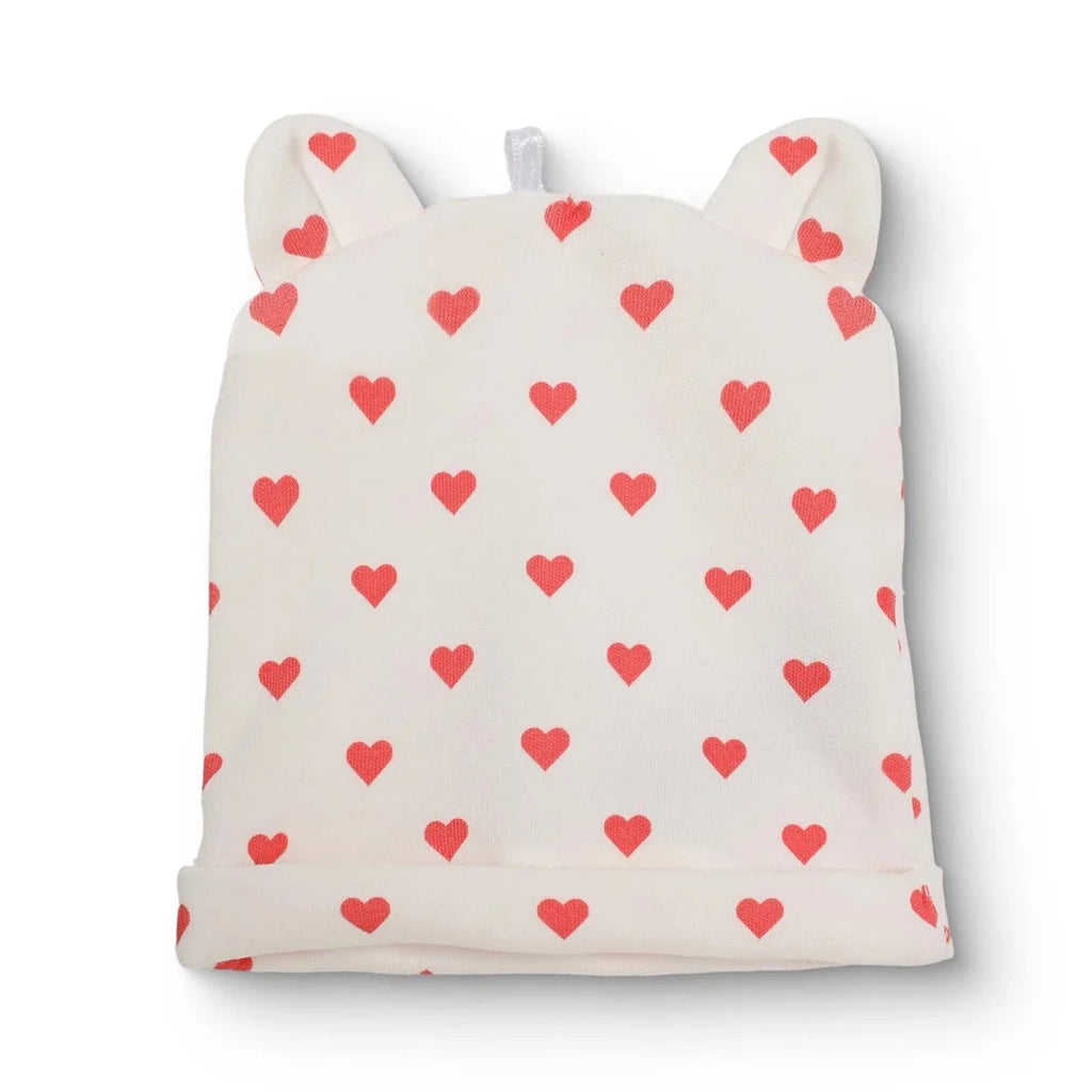 HelloBaby Heart Print Interlock Baby Hat (Newborn)