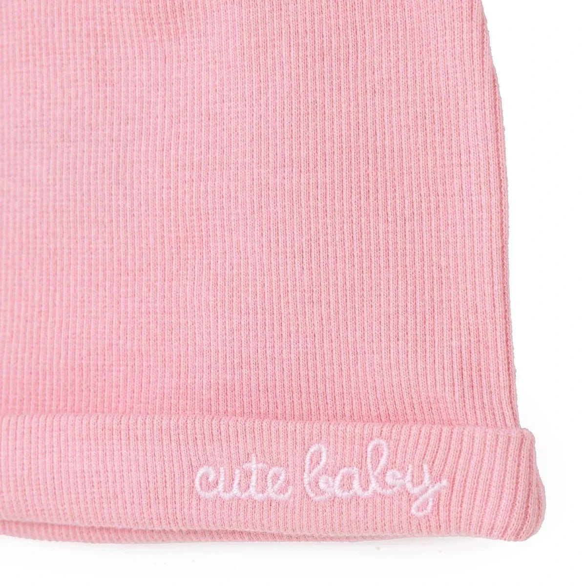 HelloBaby Slogan Print Ribbed Baby Hat (Newborn) - Pink