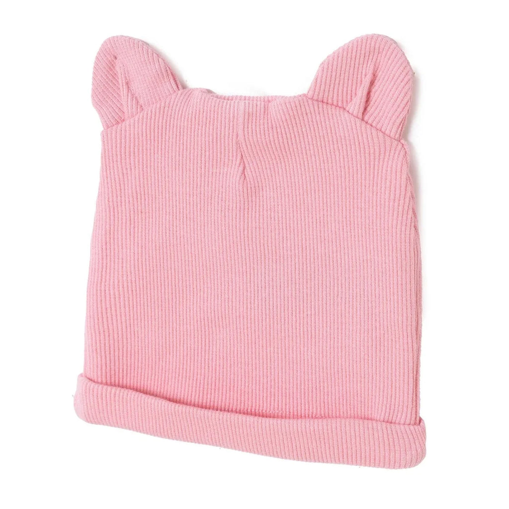 HelloBaby Slogan Print Ribbed Baby Hat (Newborn) - Pink