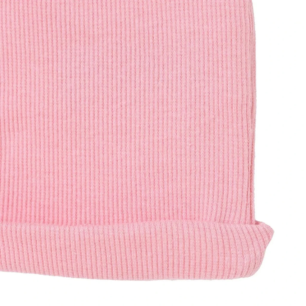 HelloBaby Slogan Print Ribbed Baby Hat (Newborn) - Pink