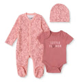 HelloBaby Floral Print Baby Bodysuit, Hat & Sleepsuit Set (Newborn to 3-6 Months)