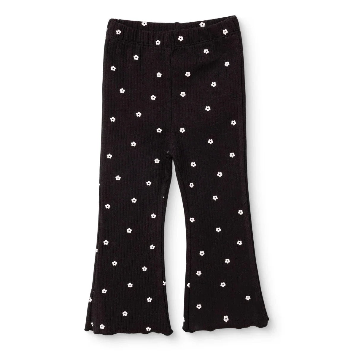HelloBaby Floral Print Flared Ribbed Baby Leggings (6-9 Months to 2-3 Years) - Black Printed