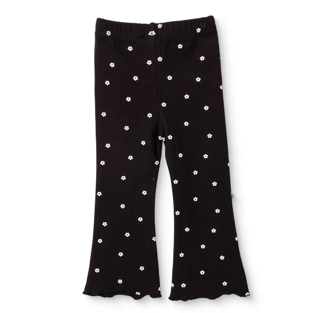 HelloBaby Floral Print Flared Ribbed Baby Leggings (6-9 Months to 2-3 Years) - Black Printed