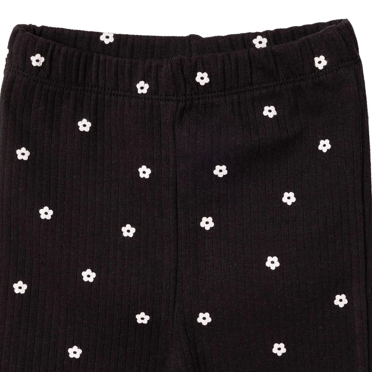 HelloBaby Floral Print Flared Ribbed Baby Leggings (6-9 Months to 2-3 Years) - Black Printed
