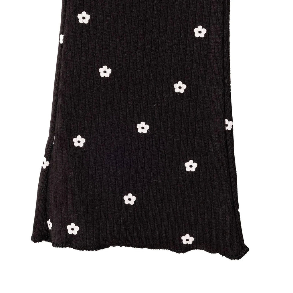HelloBaby Floral Print Flared Ribbed Baby Leggings (6-9 Months to 2-3 Years) - Black Printed