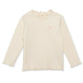 HelloBaby Frill Neck Embroidered Long Sleeve Baby T-Shirt (3-6 Months to 2-3 Years) - Ecru