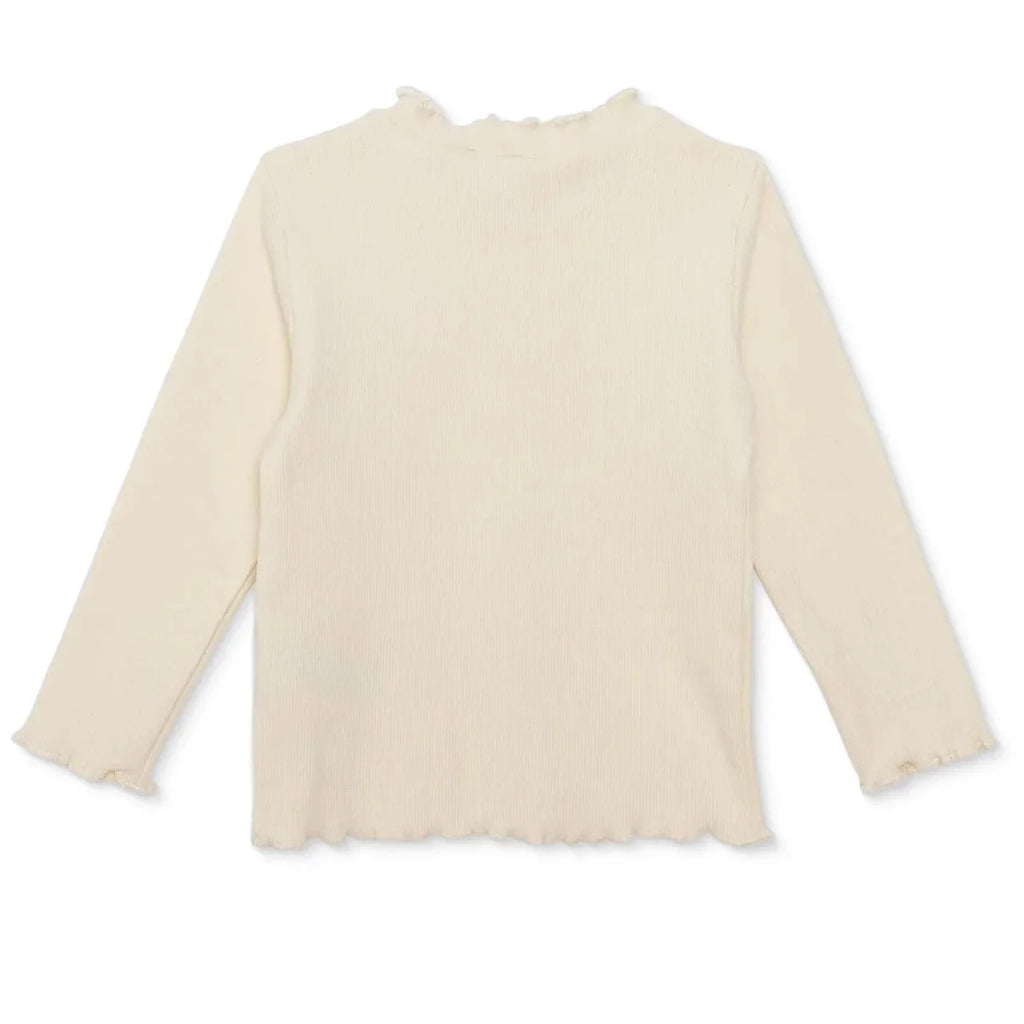 HelloBaby Frill Neck Embroidered Long Sleeve Baby T-Shirt (3-6 Months to 2-3 Years) - Ecru