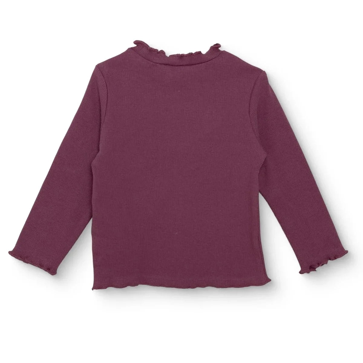 HelloBaby Frill Neck Embroidered Long Sleeve Baby T-Shirt (3-6 Months to 2-3 Years) - Damson