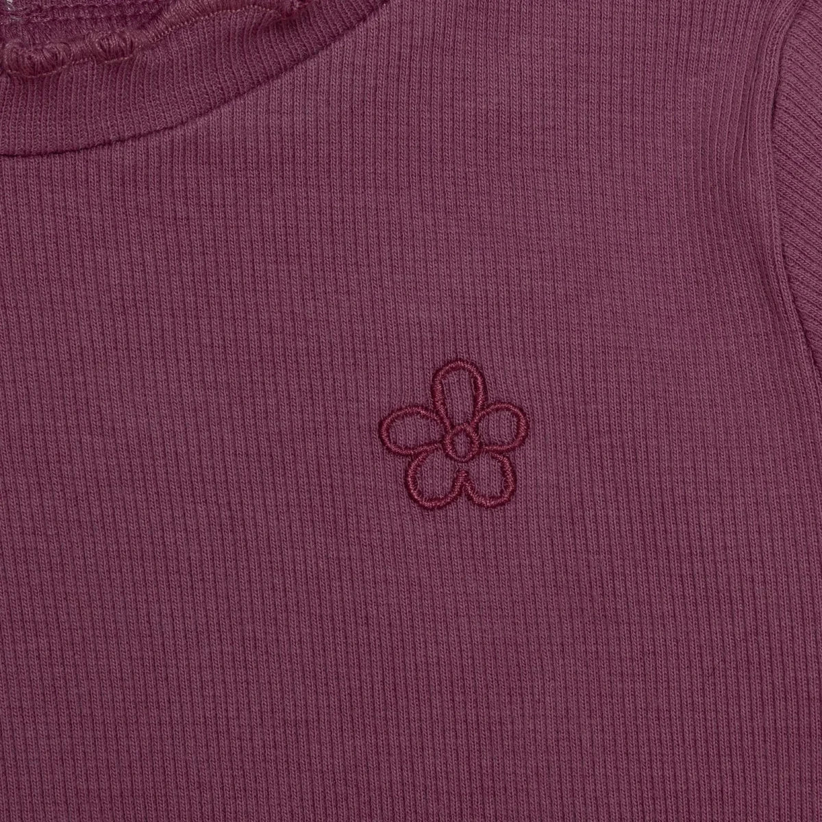 HelloBaby Frill Neck Embroidered Long Sleeve Baby T-Shirt (3-6 Months to 2-3 Years) - Damson
