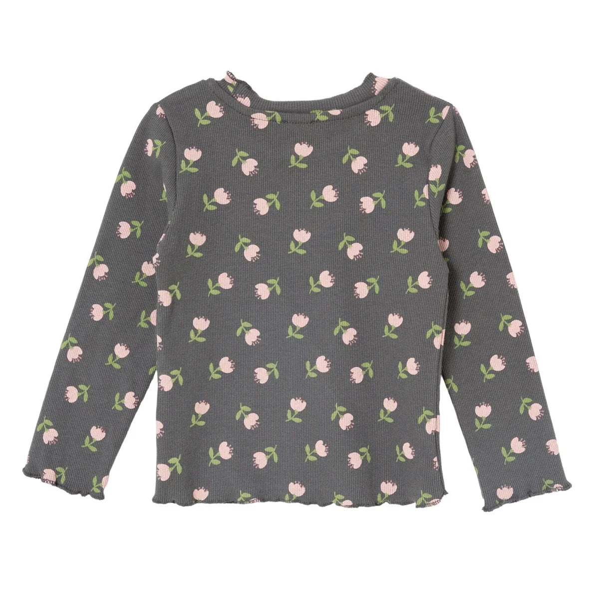 HelloBaby Frill Neck Floral Print Long Sleeve Baby T-Shirt (3-6 Months to 2-3 Years) - Grey Printed