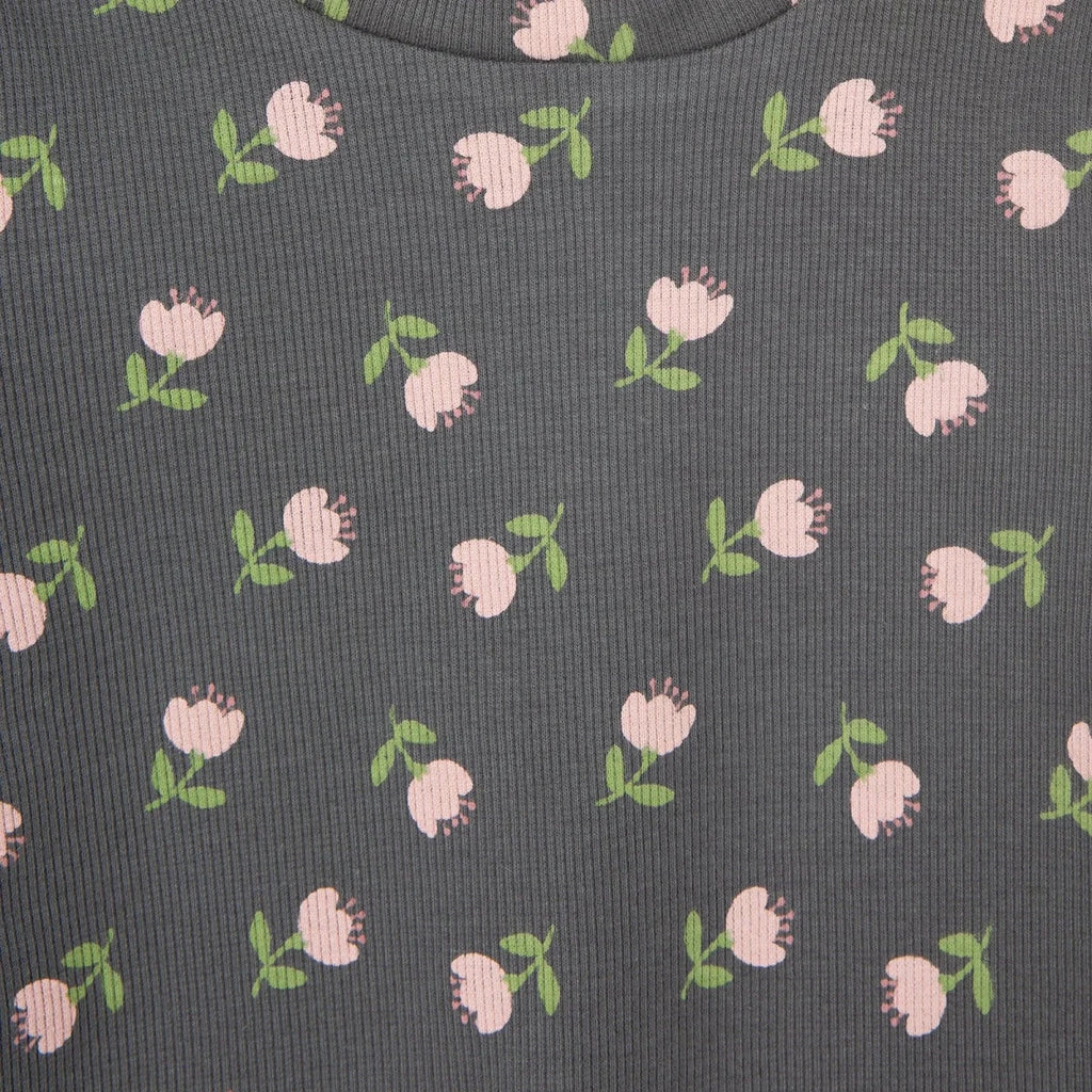 HelloBaby Frill Neck Floral Print Long Sleeve Baby T-Shirt (3-6 Months to 2-3 Years) - Grey Printed