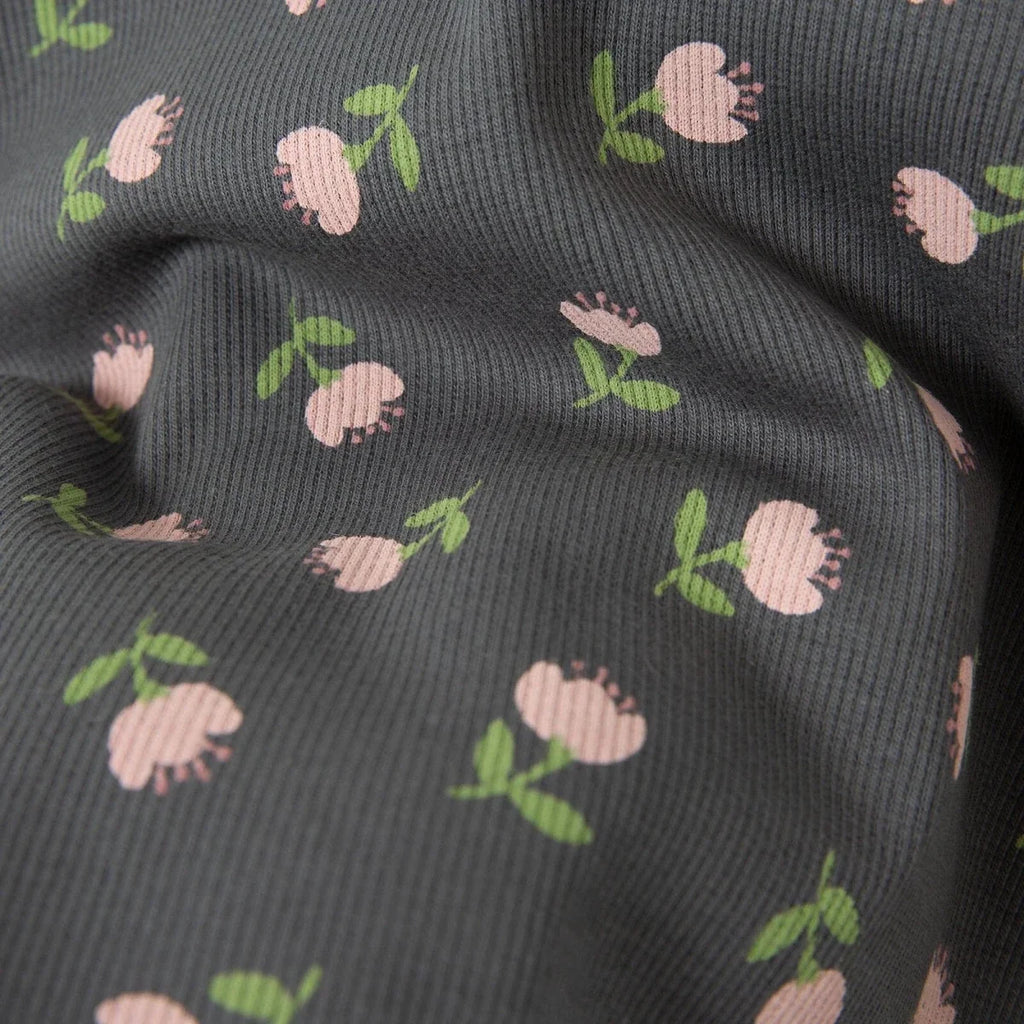 HelloBaby Frill Neck Floral Print Long Sleeve Baby T-Shirt (3-6 Months to 2-3 Years) - Grey Printed