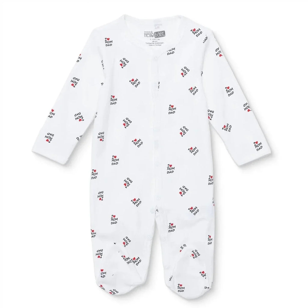 HelloBaby Slogan Print Long Sleeve Footed Baby Sleepsuit (Newborn to 6-9 Months)