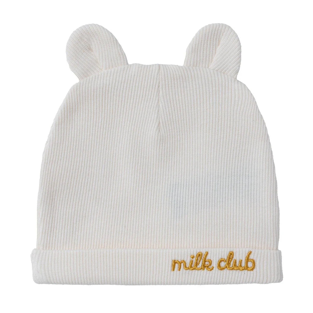 HelloBaby Slogan Print Ribbed Baby Hat (Newborn) - Ecru
