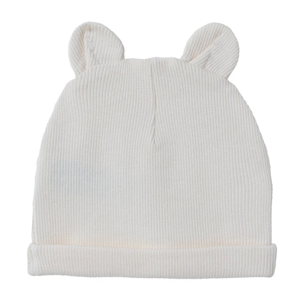 HelloBaby Slogan Print Ribbed Baby Hat (Newborn) - Ecru