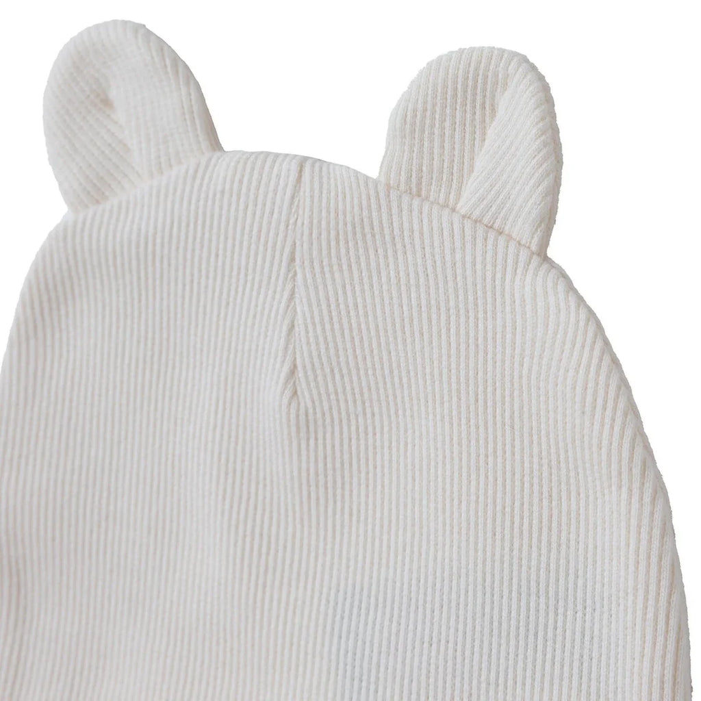 HelloBaby Slogan Print Ribbed Baby Hat (Newborn) - Ecru