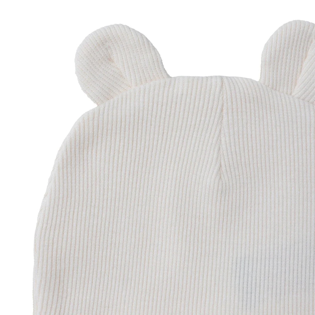 HelloBaby Slogan Print Ribbed Baby Hat (Newborn) - Ecru