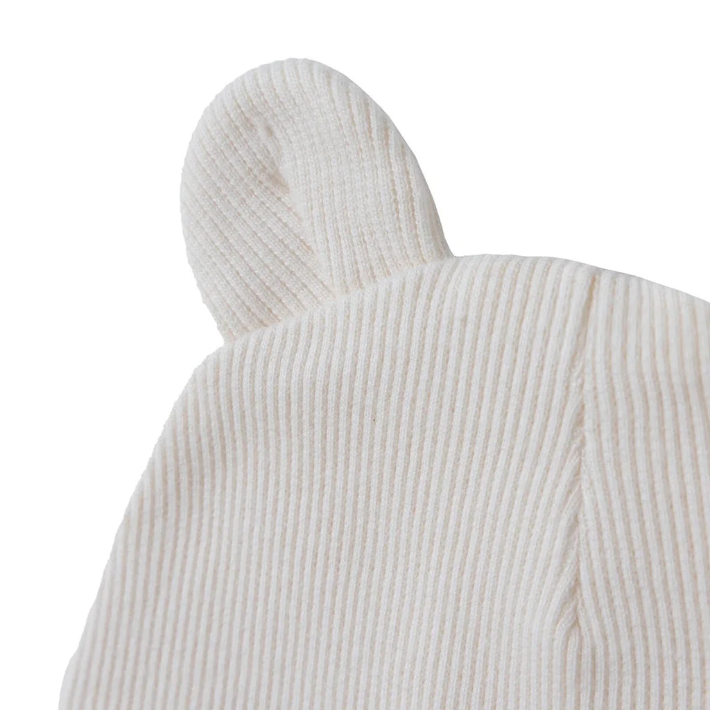 HelloBaby Slogan Print Ribbed Baby Hat (Newborn) - Ecru