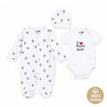 HelloBaby Slogan Print Baby Bodysuit, Hat & Footed Sleepsuit Set (Newborn to 6-9 Months)