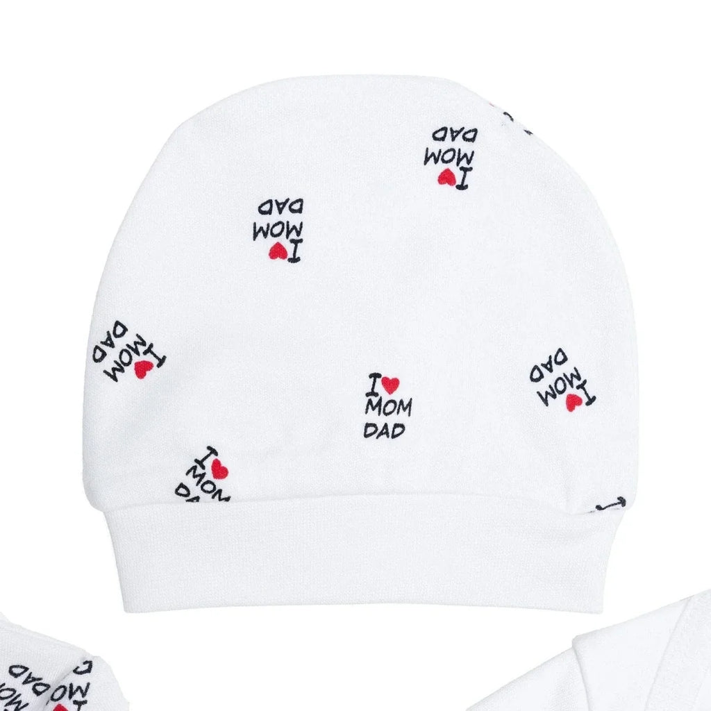 HelloBaby Slogan Print Baby Bodysuit, Hat & Footed Sleepsuit Set (Newborn to 6-9 Months)