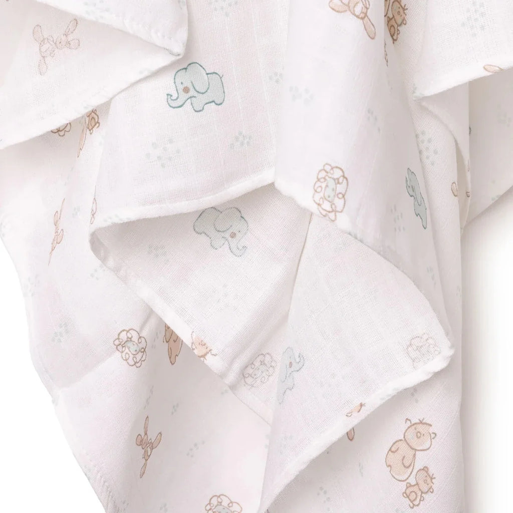 Little Dreams Animal Print Muslin Baby Blanket (100 x 110 cm)