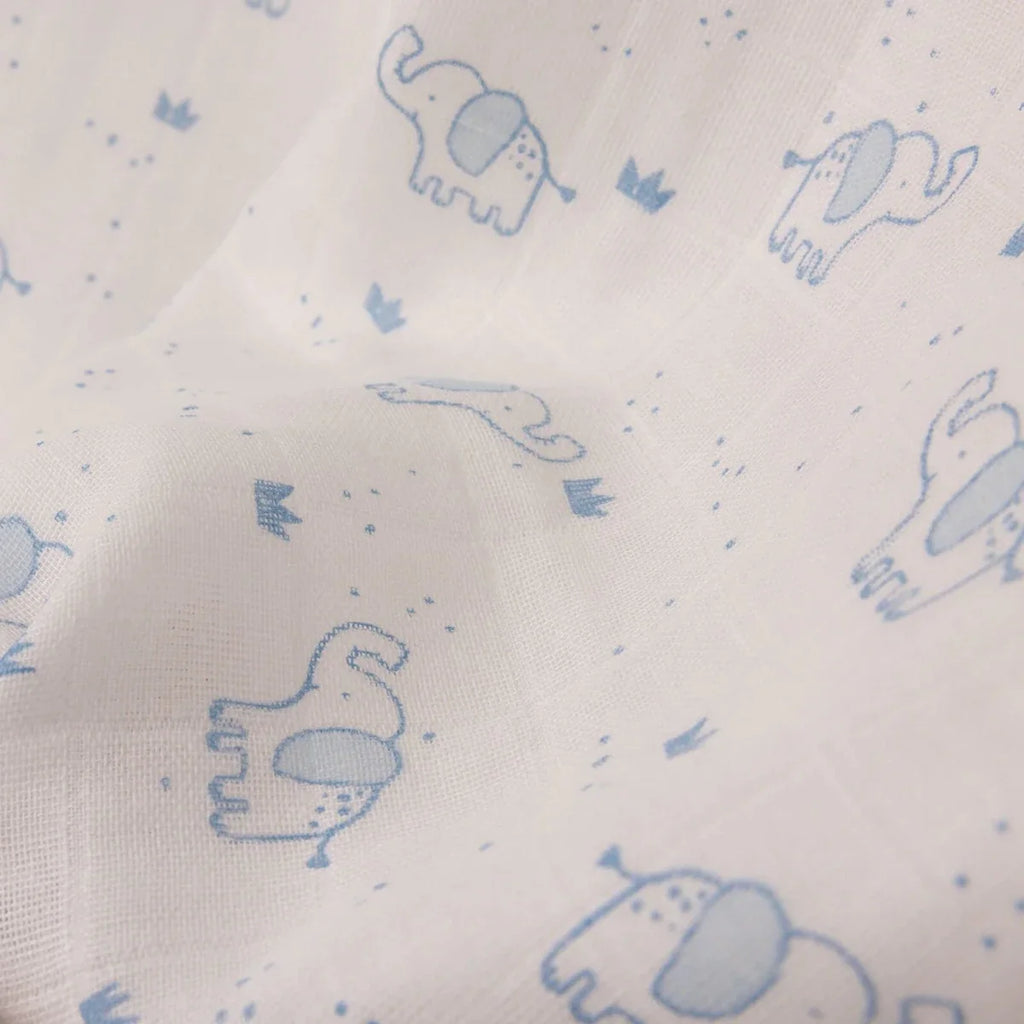 Little Dreams Elephant Print Muslin Baby Blanket (100 x 110 cm)