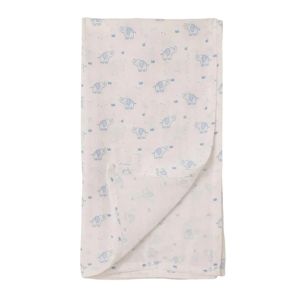 Little Dreams Elephant Print Muslin Baby Blanket (100 x 110 cm)