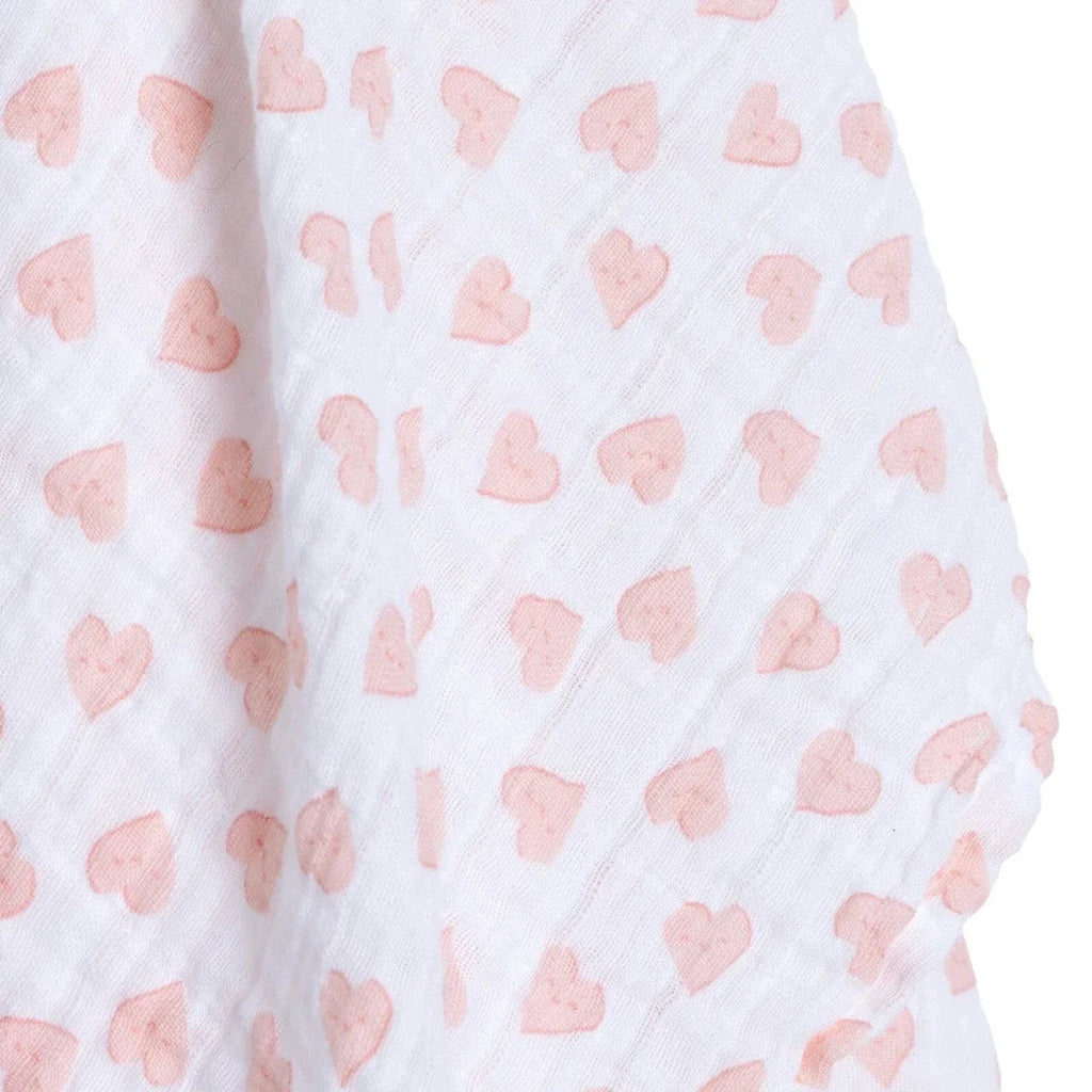 Little Dreams Heart Print Muslin Baby Blanket (100 x 110 cm)