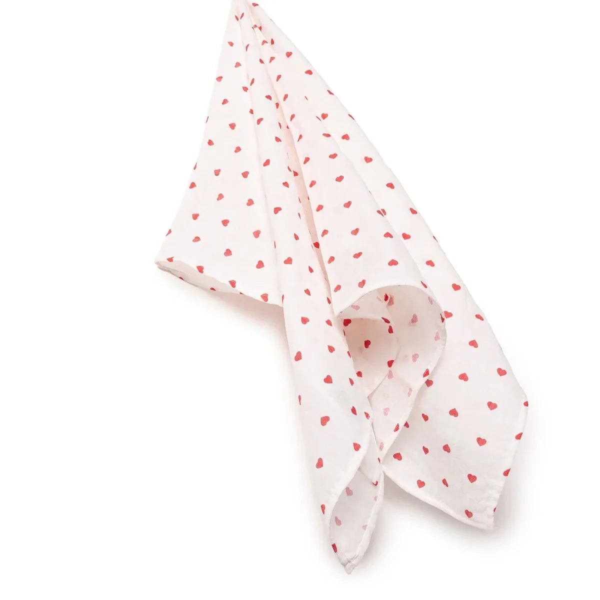 Little Dreams Heart Print Muslin Baby Blanket (100 x 110 cm) - Red Printed