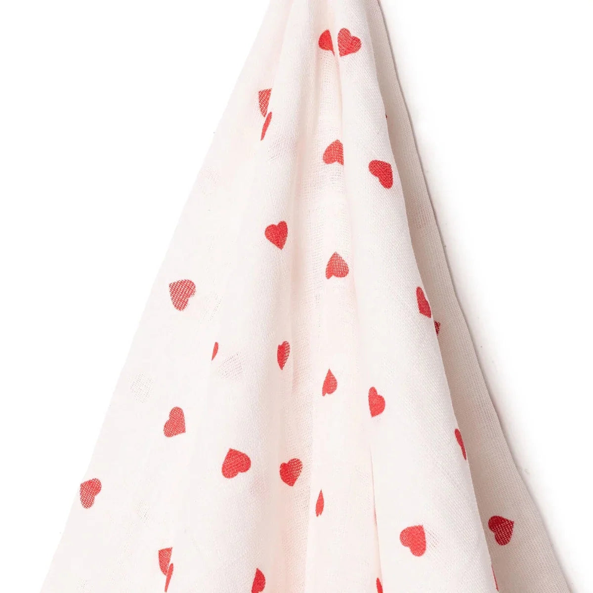 Little Dreams Heart Print Muslin Baby Blanket (100 x 110 cm) - Red Printed