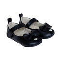 Papulin Touch-Fastening Faux Leather Baby Ballerina Shoes (UK 2 to 3.5) - Black