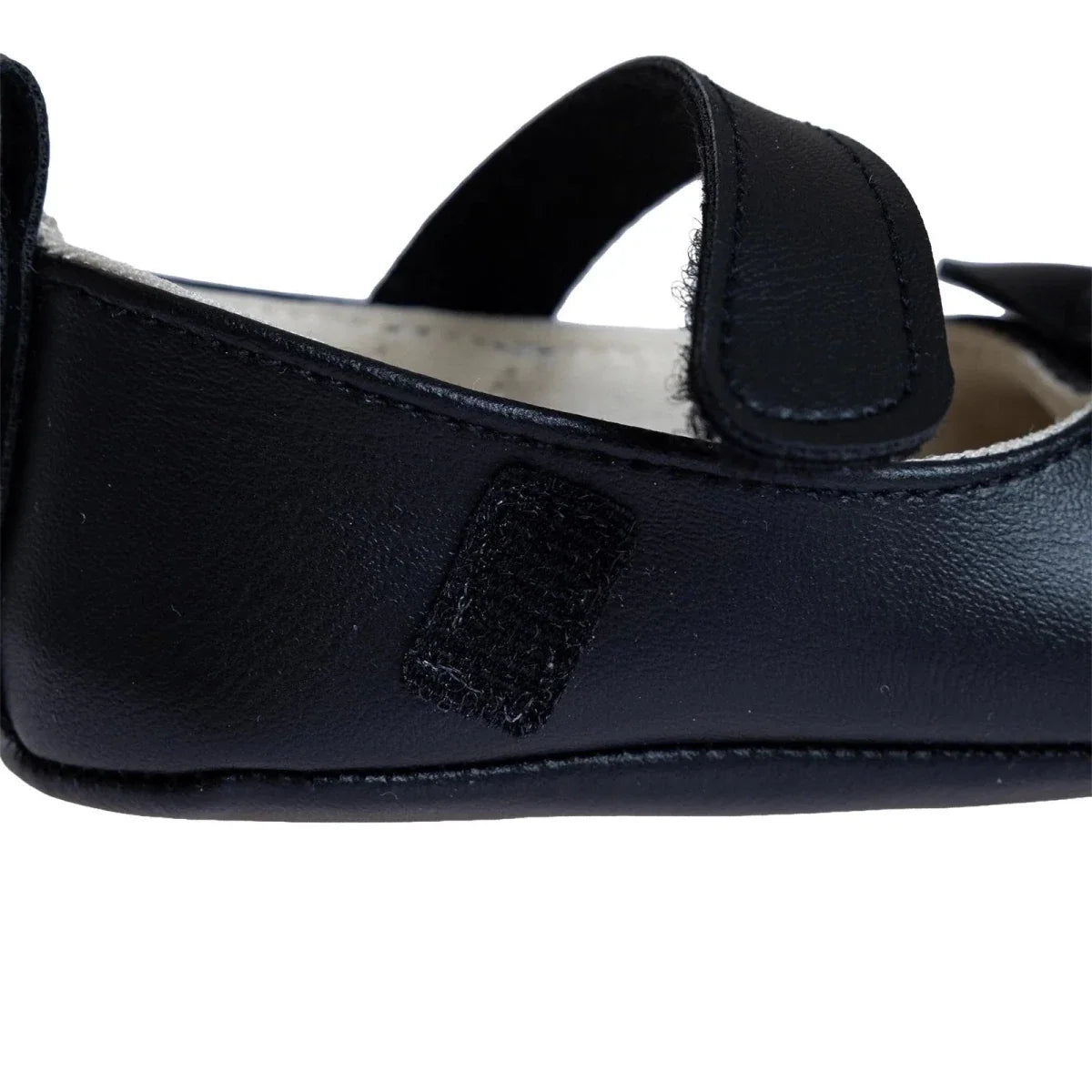 Papulin Touch-Fastening Faux Leather Baby Ballerina Shoes (UK 2 to 3.5) - Black