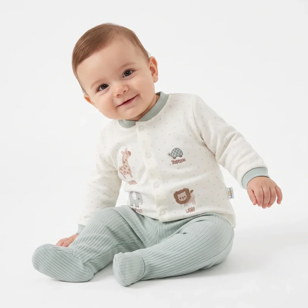 Bebetto Animal Print Baby Cardigan & Footed Leggings (Newborn to 6-9 Months)