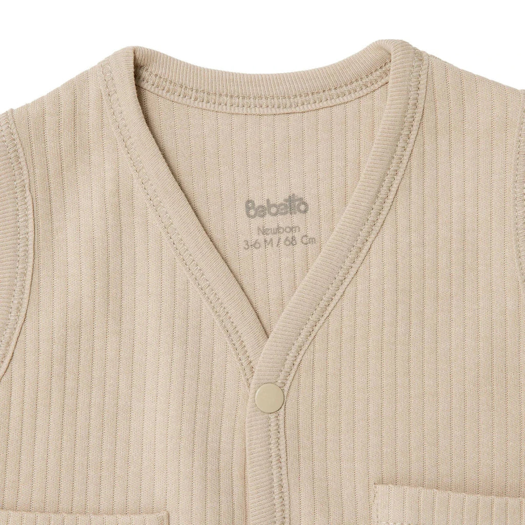 Bebetto Buttoned Pocket V Neck Animal Print Baby Gilet (1-3 Months to 12 Months)
