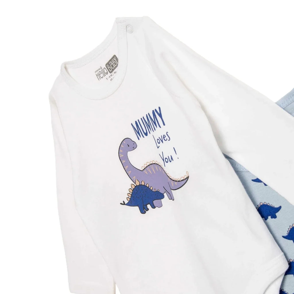 HelloBaby 2 Pack "Mummy Loves You" Slogan Long Sleeve Baby Bodysuits (1-3 Months to 2-3 Years)