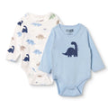 HelloBaby 2 Pack Dinosaur Print Long Sleeve Baby Bodysuits (1-3 Months to 2-3 Years)