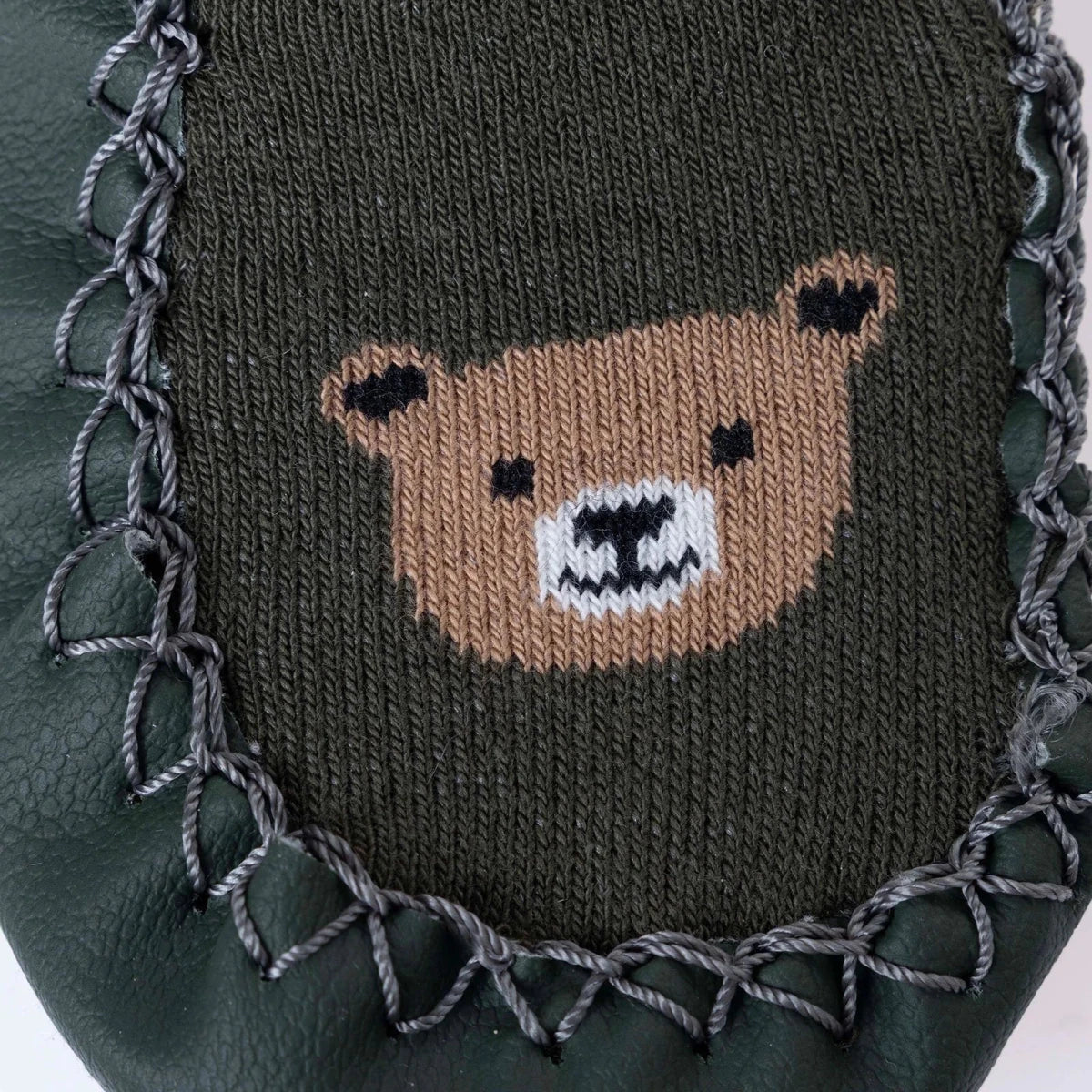 HelloBaby Bear Print Slipper Baby Socks (UK 2 to 7) - Green Printed