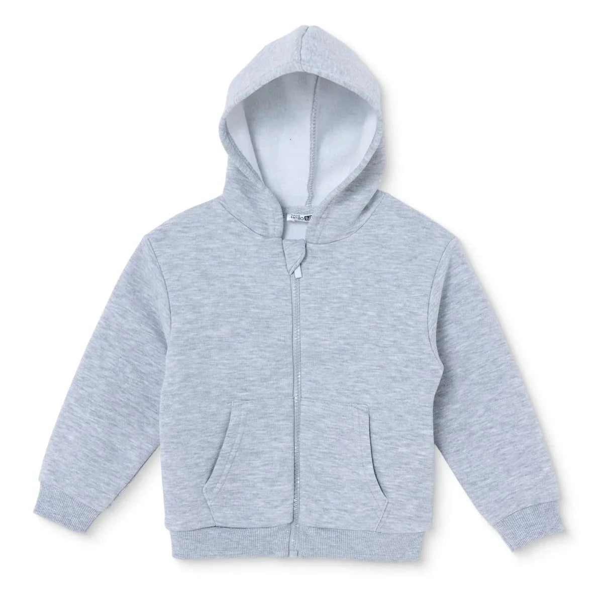 HelloBaby Brushed Back Zip-Through Baby Hoodie with Pockets (6-9 Months to 2-3 Years) - Grey Melange