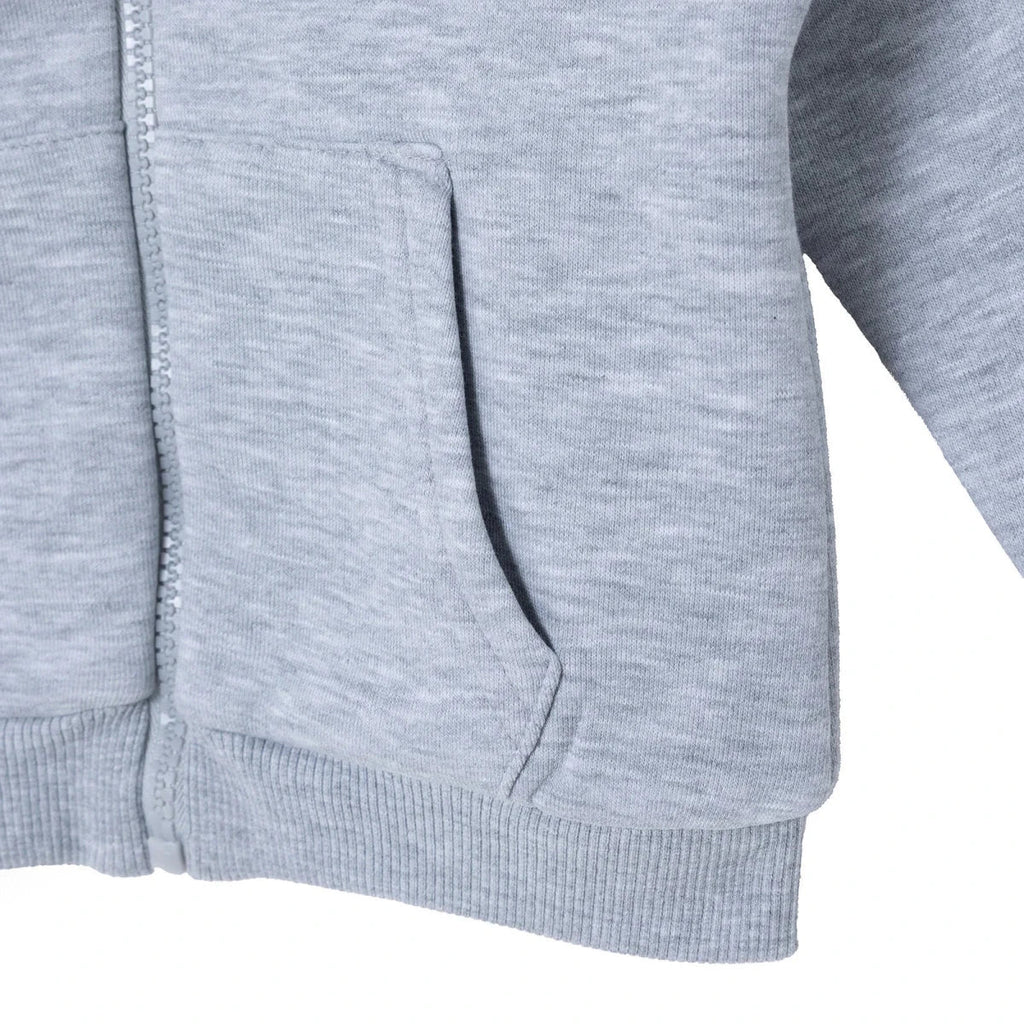 HelloBaby Brushed Back Zip-Through Baby Hoodie with Pockets (6-9 Months to 2-3 Years) - Grey Melange