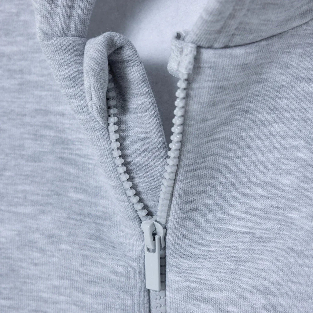 HelloBaby Brushed Back Zip-Through Baby Hoodie with Pockets (6-9 Months to 2-3 Years) - Grey Melange