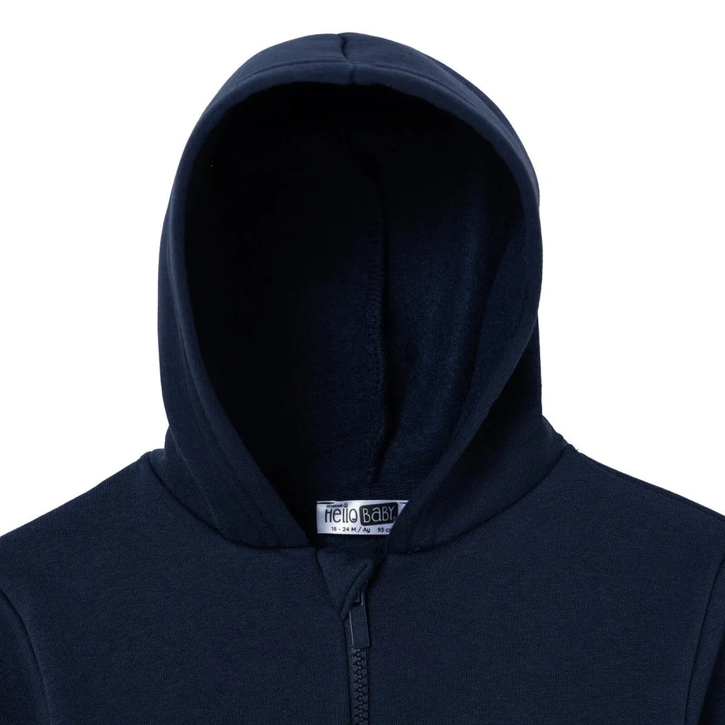 HelloBaby Brushed Back Zip-Through Baby Hoodie with Pockets (6-9 Months to 2-3 Years) - Navy Blue