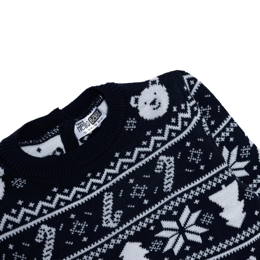 HelloBaby Christmas Motif Buttoned Knitted Baby Jumper (9-12 Months to 3-4 Years)