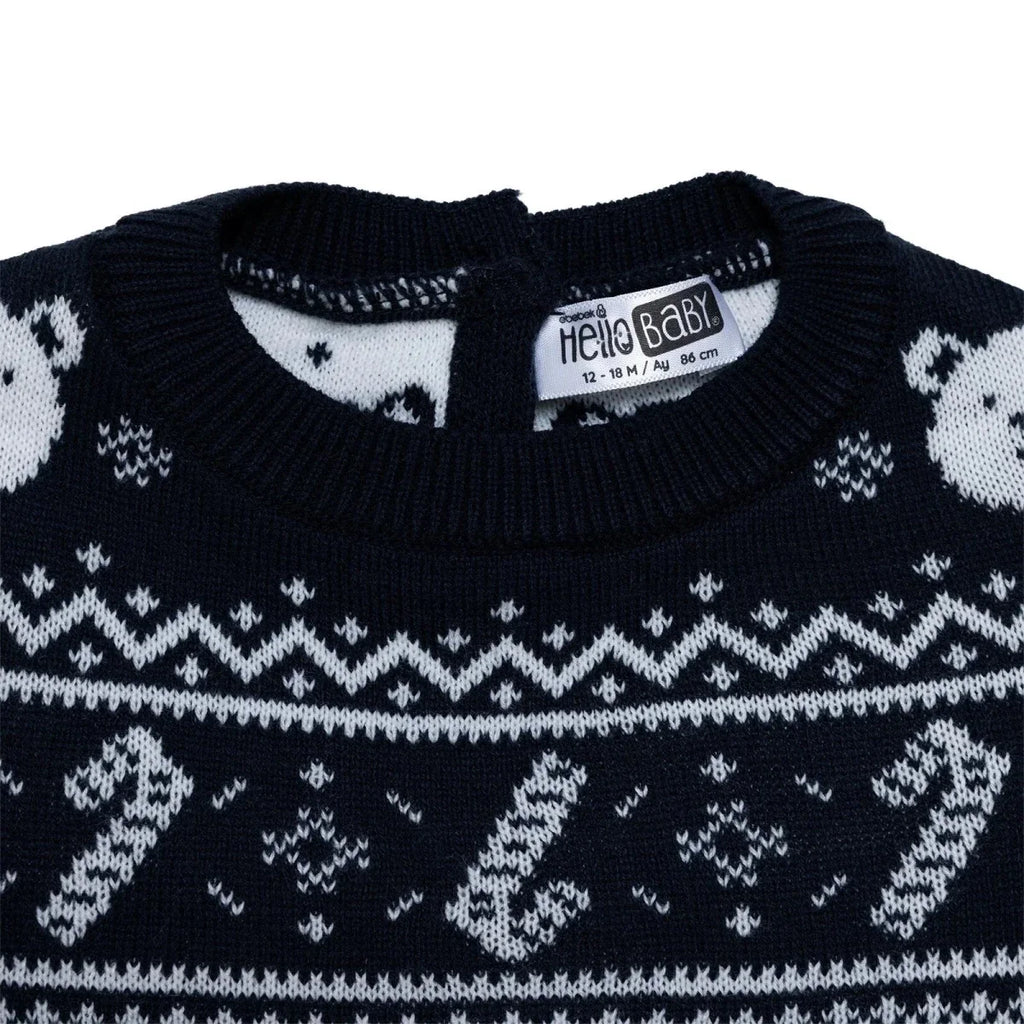 HelloBaby Christmas Motif Buttoned Knitted Baby Jumper (9-12 Months to 3-4 Years)