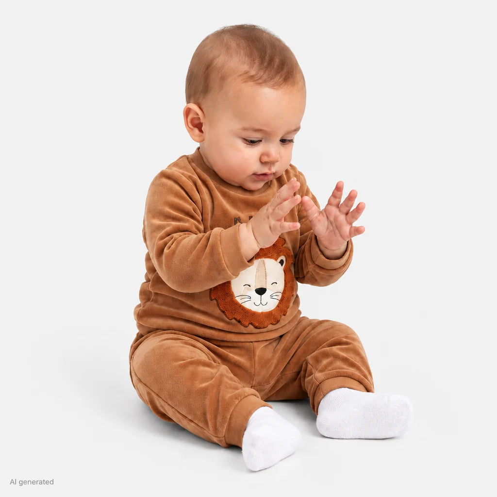 HelloBaby Animal Print Snap Fastening Velour Baby Pyjama Set (3-6 Months to 3-4 Years)